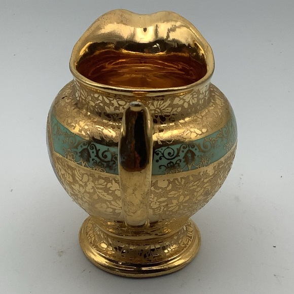 Vintage Le Mieux 24k Gold Hand Decorated Footed Cream Pitcher - Picture 4 of 14